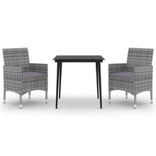 -Delige Tuinset Met Kussens Poly Rattan En Glas 3 80 cm tafellengte Grijs