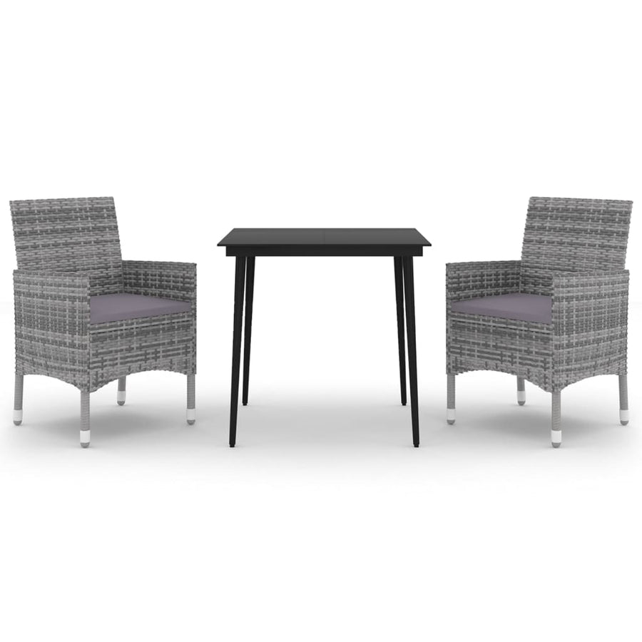 -Delige Tuinset Met Kussens Poly Rattan En Glas 3 80 cm tafellengte Grijs