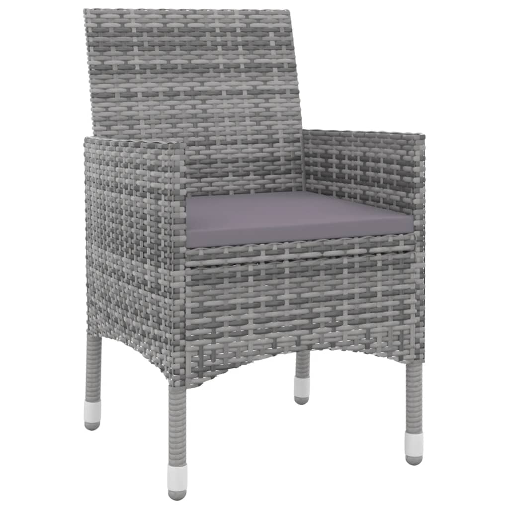 -Delige Tuinset Met Kussens Poly Rattan En Glas 3 80 cm tafellengte Grijs