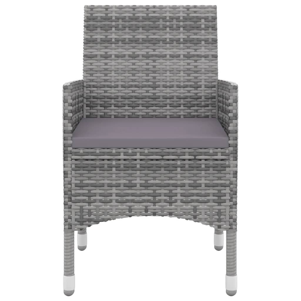 -Delige Tuinset Met Kussens Poly Rattan En Glas 3 80 cm tafellengte Grijs