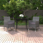 -Delige Tuinset Met Kussens Poly Rattan En Glas 3 80 cm tafellengte Grijs