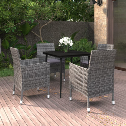 5-Delige Tuinset Met Kussens Poly Rattan En Glas 4