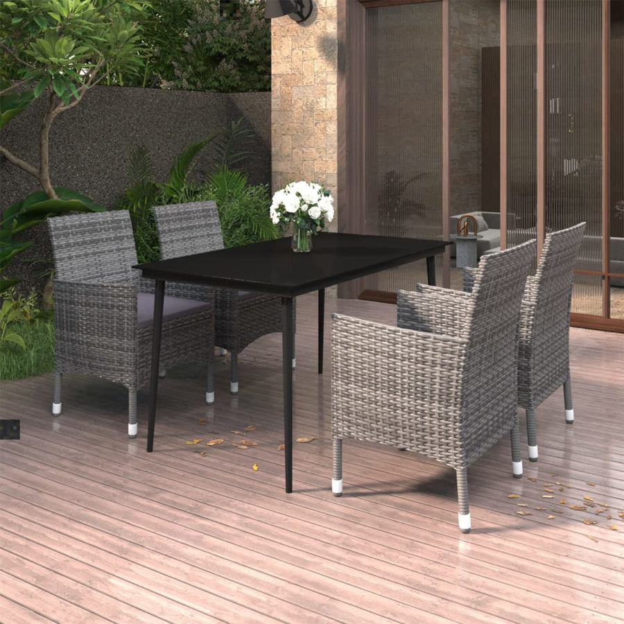 5-Delige Tuinset Met Kussens Poly Rattan En Glas 4