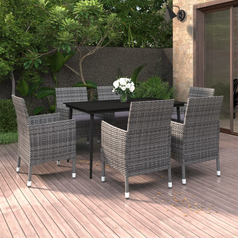 7-Delige Tuinset Met Kussens Poly Rattan En Glas 6
