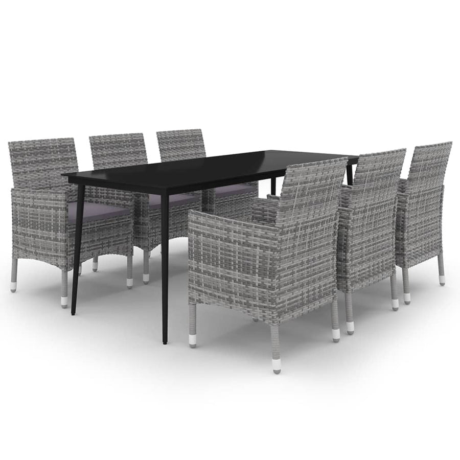 7-delige Tuinset met kussens poly rattan en glas