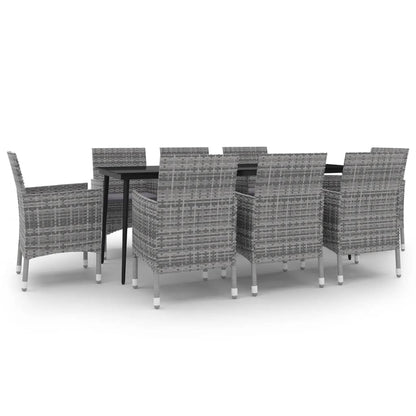 9-delige Tuinset met kussens poly rattan en glas