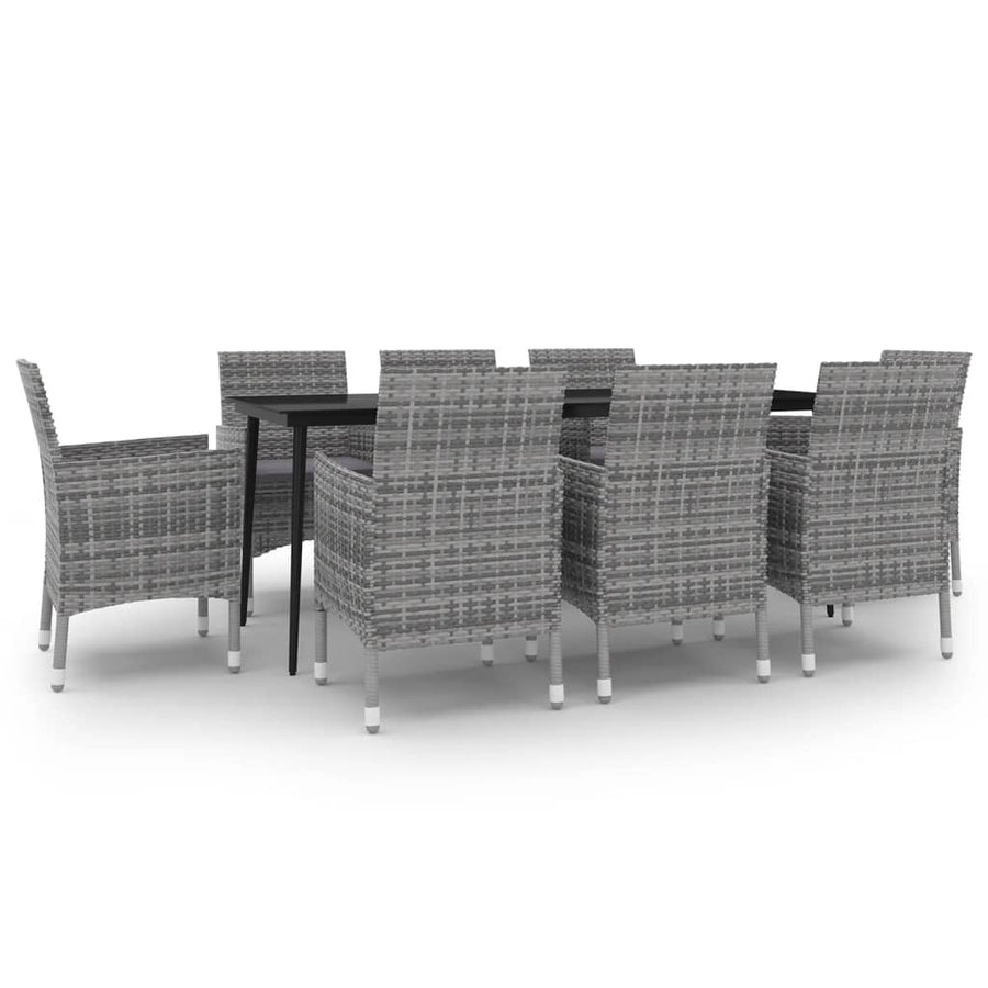 9-delige Tuinset met kussens poly rattan en glas