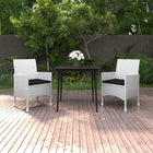 -Delige Tuinset Met Kussens Poly Rattan En Glas 3 80 cm tafellengte Wit