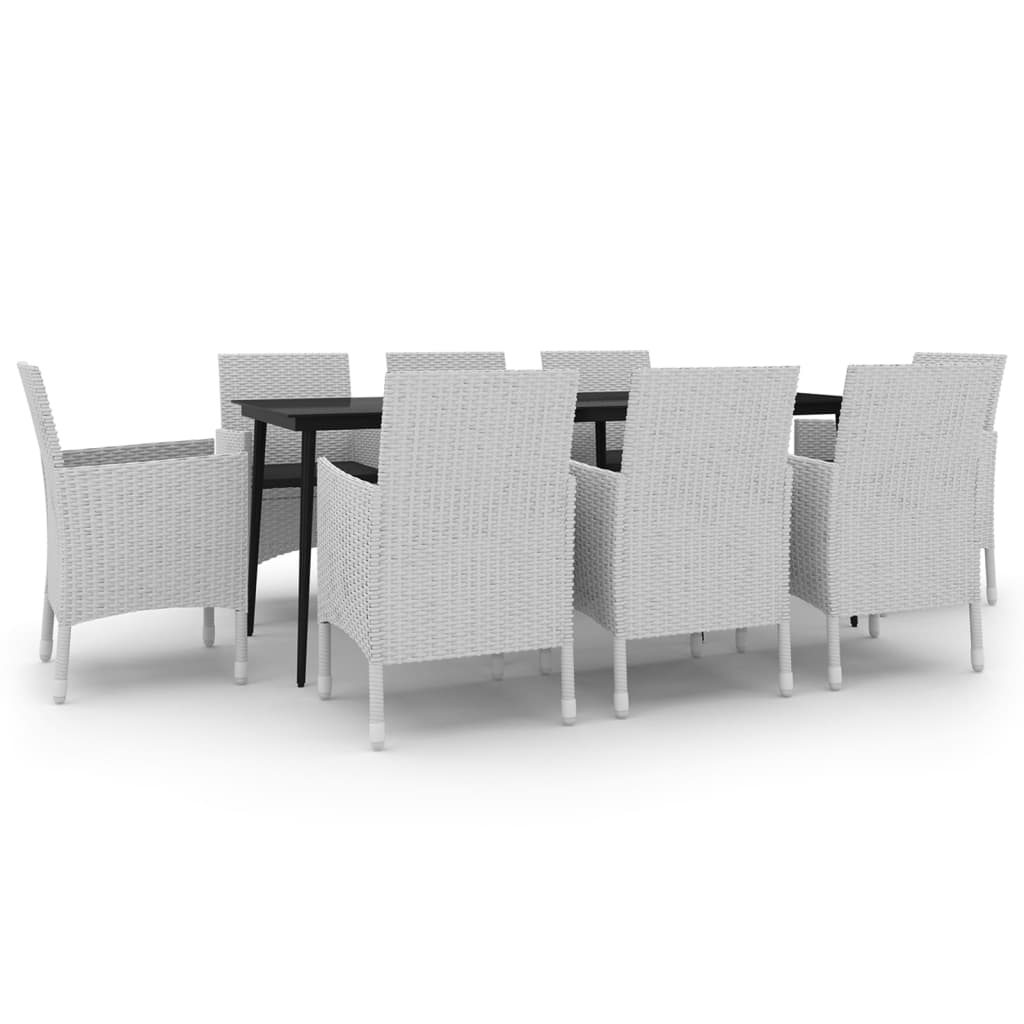 9-delige Tuinset met kussens poly rattan en glas