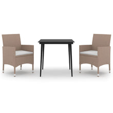 3-delige Tuinset met kussens poly rattan en glas