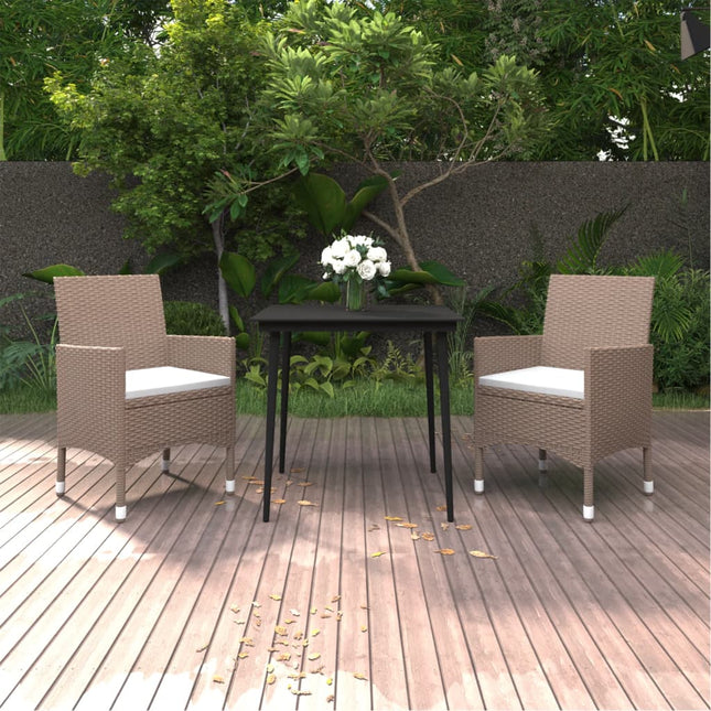 -Delige Tuinset Met Kussens Poly Rattan En Glas 3 80 cm tafellengte Beige