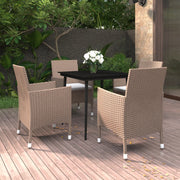 Tuinset 5-delig poly rattan beige met kussens