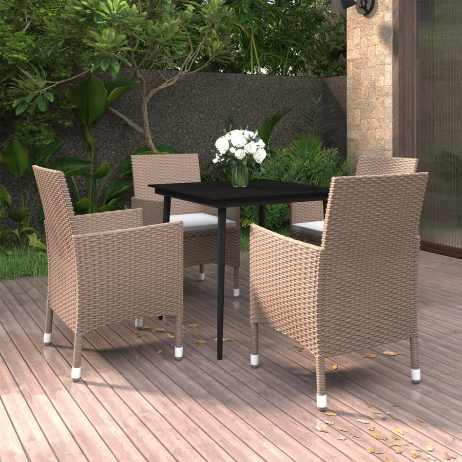 5-Delige Tuinset Met Kussens Poly Rattan En Glas 4