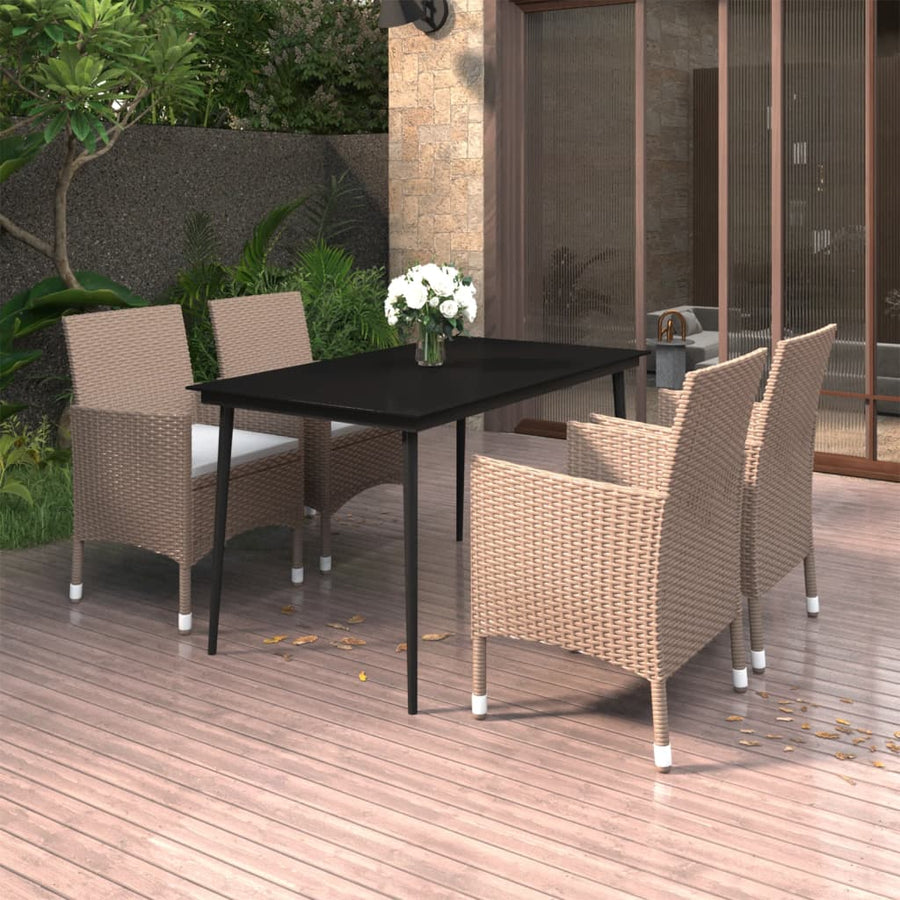 5-Delige Tuinset Met Kussens Poly Rattan En Glas 4