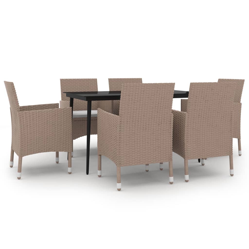 7-Delige Tuinset Met Kussens Poly Rattan En Glas 6