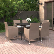Tuinset 7-delig poly rattan beige