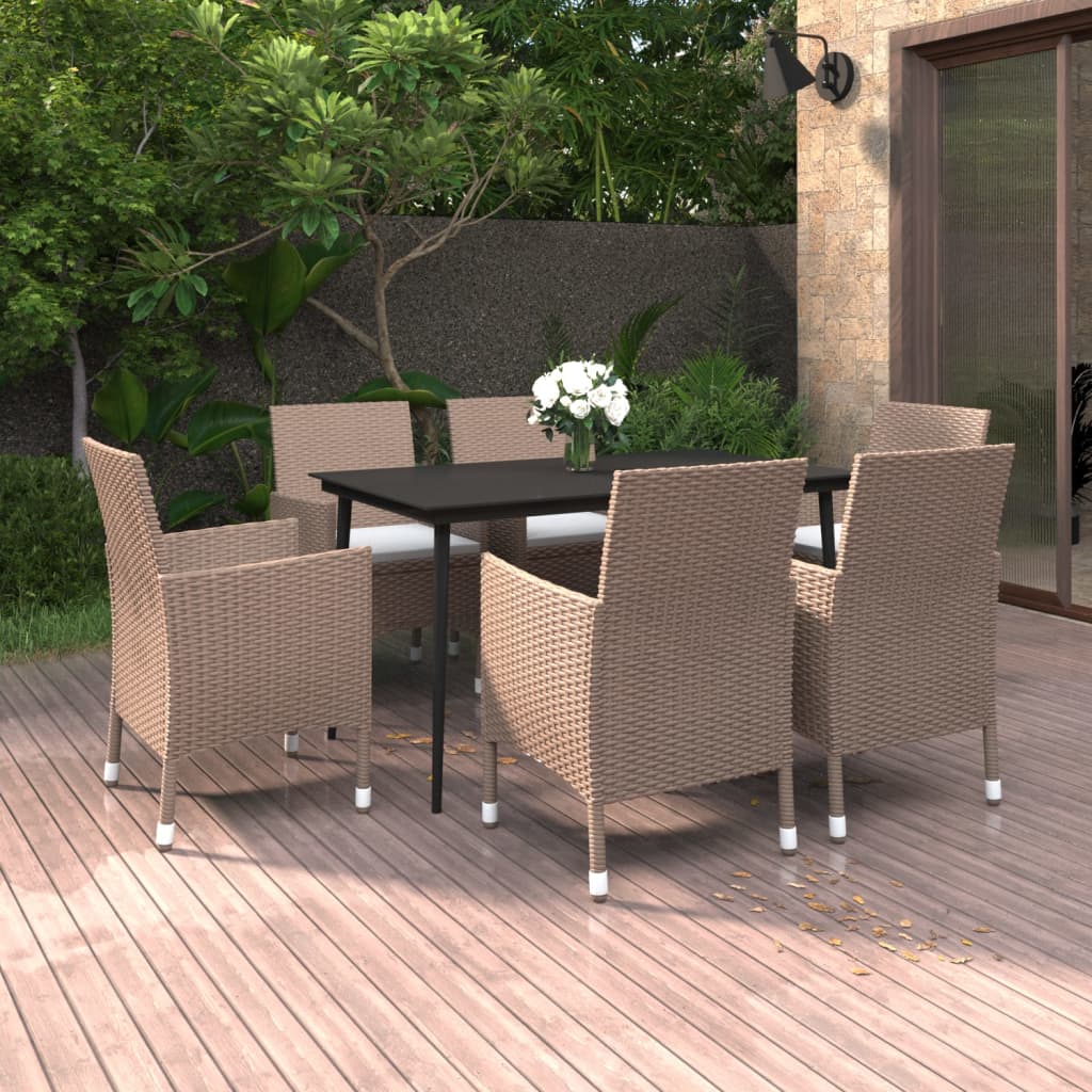 7-Delige Tuinset Met Kussens Poly Rattan En Glas 6