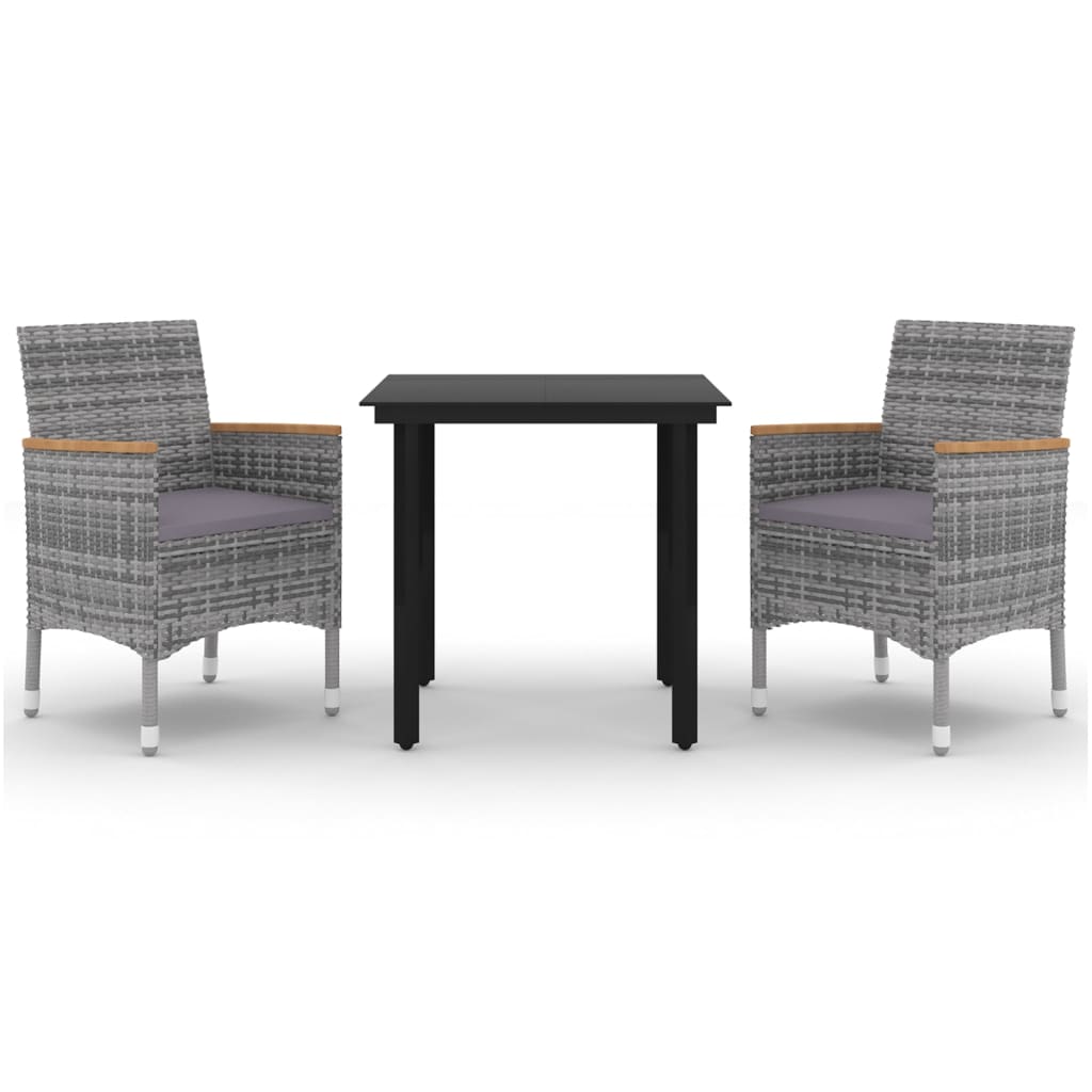 3-Delige Tuinset Met Kussens Poly Rattan En Glas 2