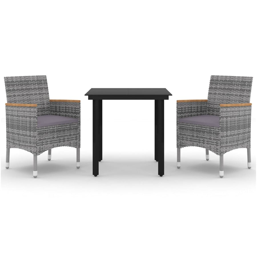 3-Delige Tuinset Met Kussens Poly Rattan En Glas 2