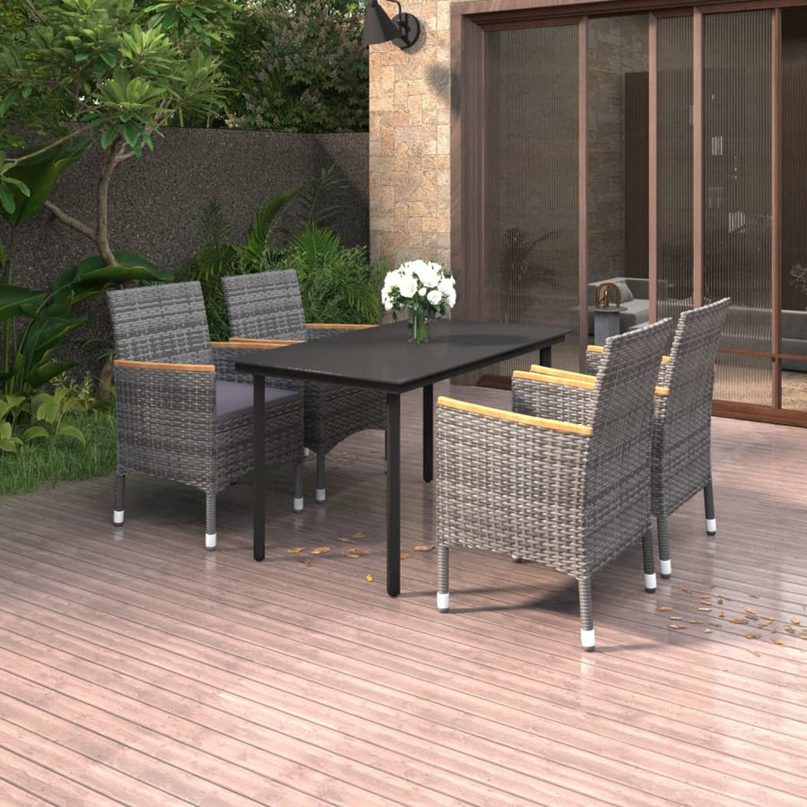 5-Delige Tuinset Met Kussens Poly Rattan En Glas 4