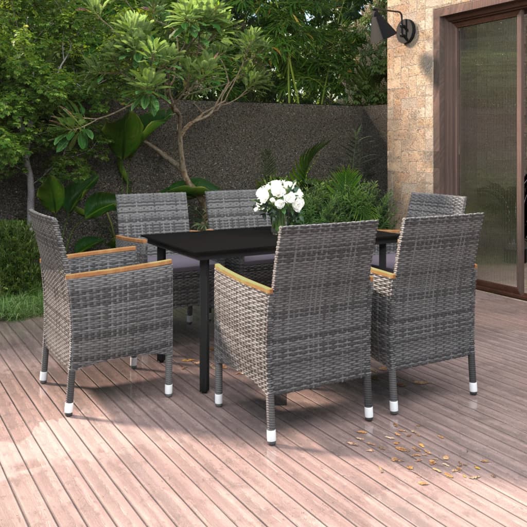 7-Delige Tuinset Met Kussens Poly Rattan En Glas 6