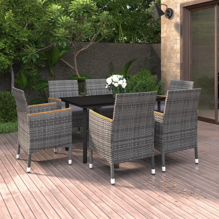 7-Delige Tuinset Met Kussens Poly Rattan En Glas 6
