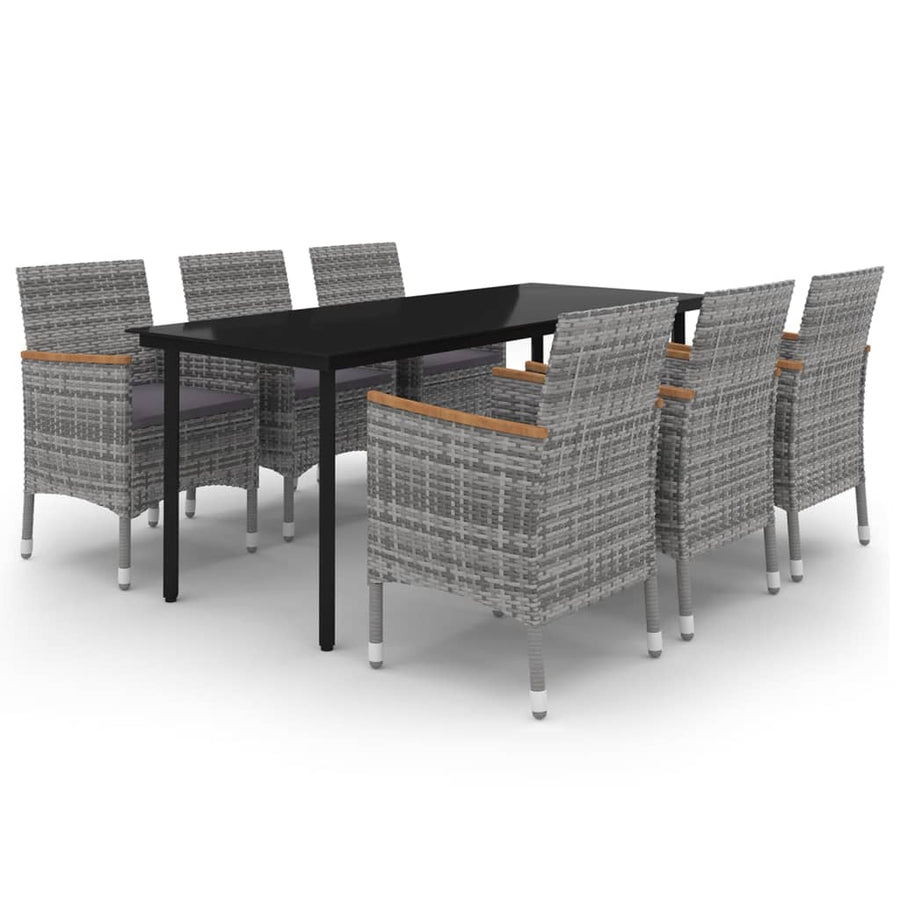 7-Delige Tuinset Met Kussens Poly Rattan En Glas 6