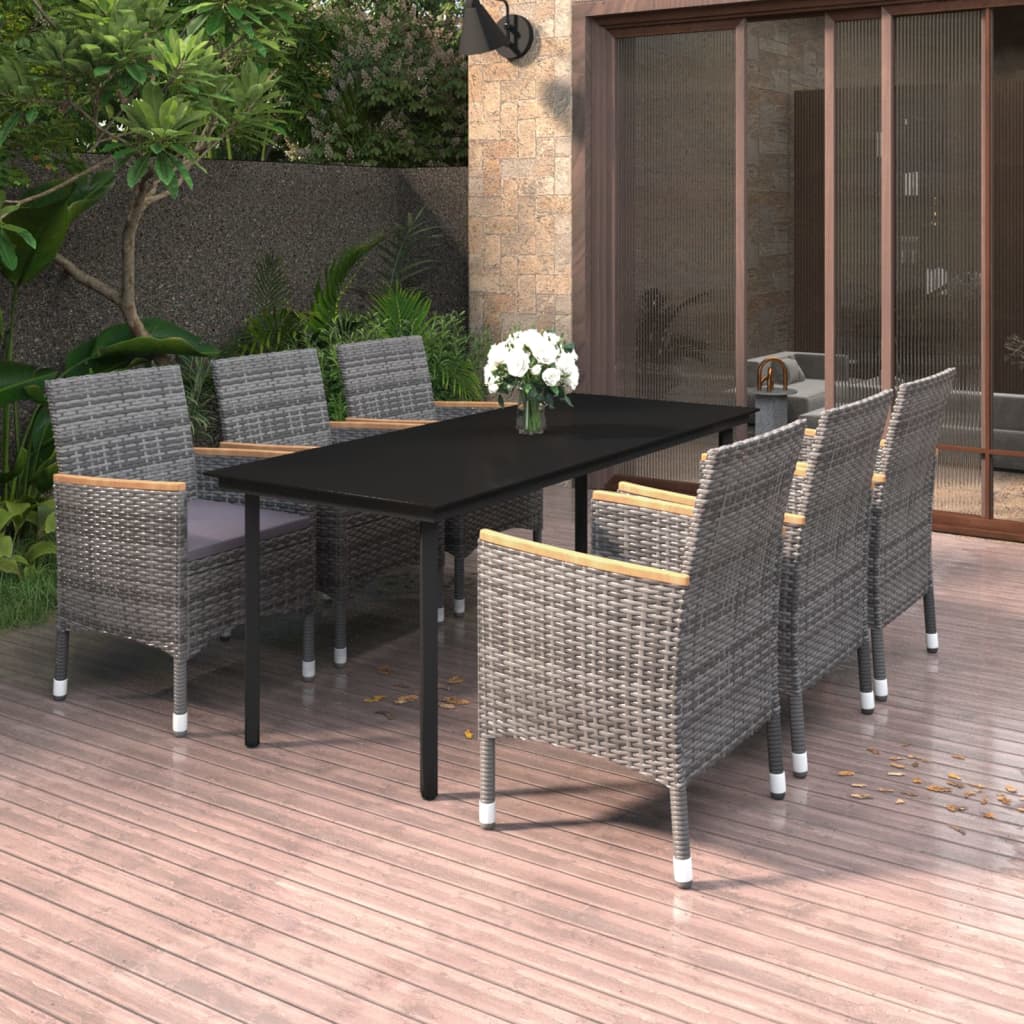 7-Delige Tuinset Met Kussens Poly Rattan En Glas 6