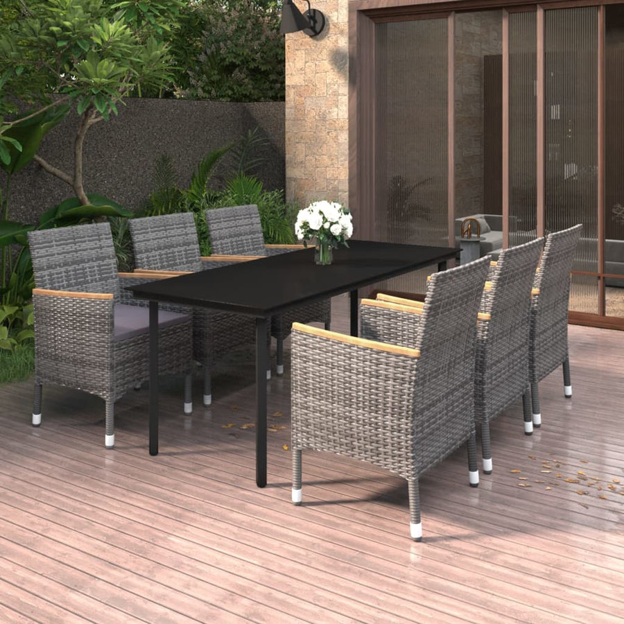 7-Delige Tuinset Met Kussens Poly Rattan En Glas 6