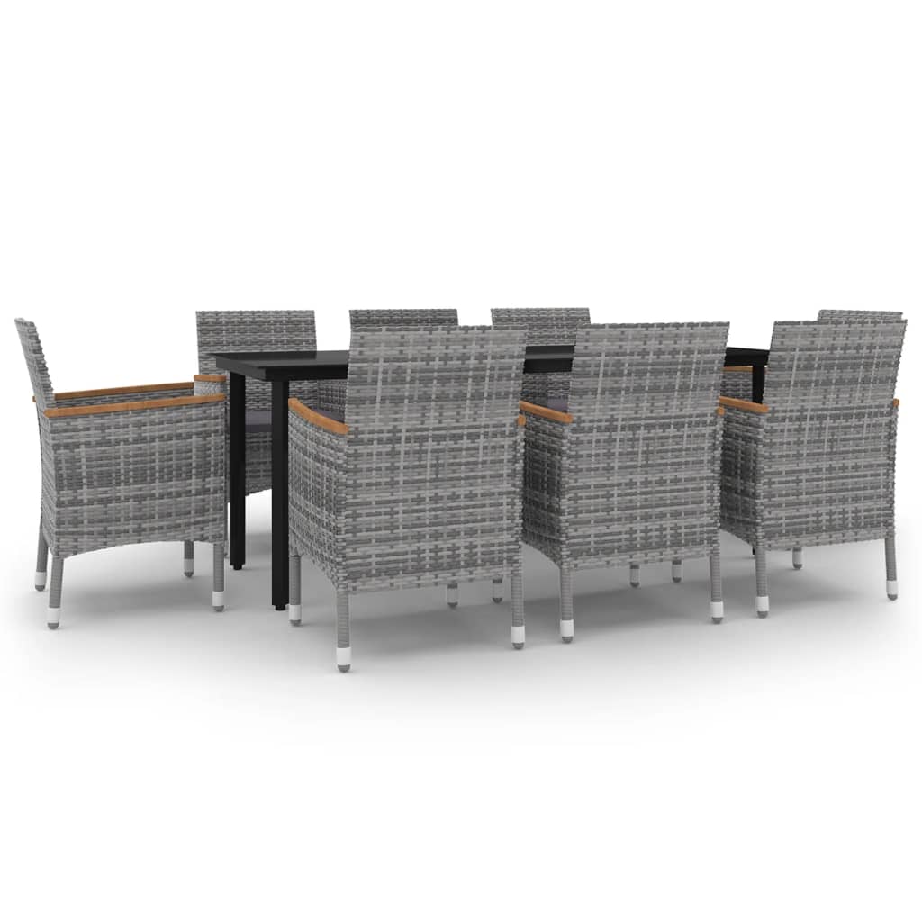9-Delige Tuinset Met Kussens Poly Rattan En Glas 8