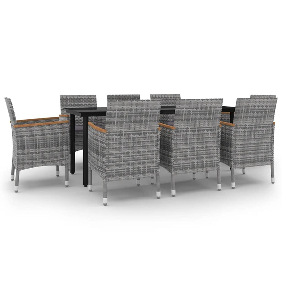 9-Delige Tuinset Met Kussens Poly Rattan En Glas 8