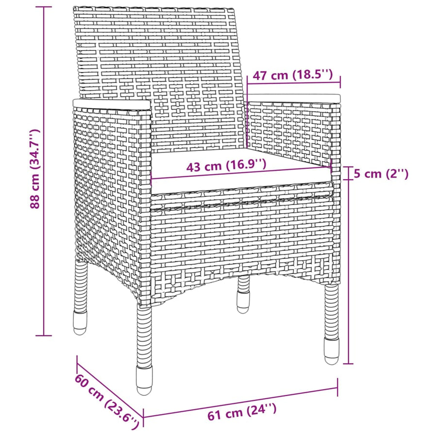 Tuinset Met Kussens Poly Rattan En Glas 3