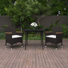 -Delige Tuinset Met Kussens Poly Rattan En Glas 3 80 cm tafellengte Zwart en wit