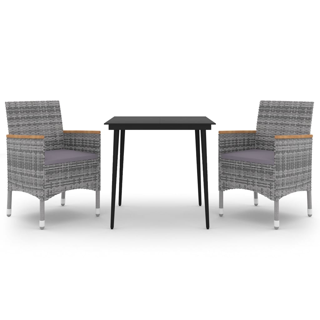 3-Delige Tuinset Met Kussens Poly Rattan En Glas 2