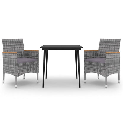 3-Delige Tuinset Met Kussens Poly Rattan En Glas 2