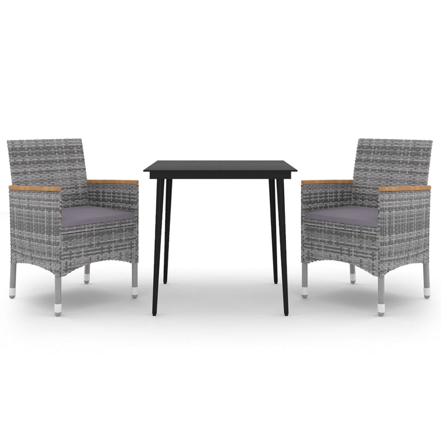 3-Delige Tuinset Met Kussens Poly Rattan En Glas 2