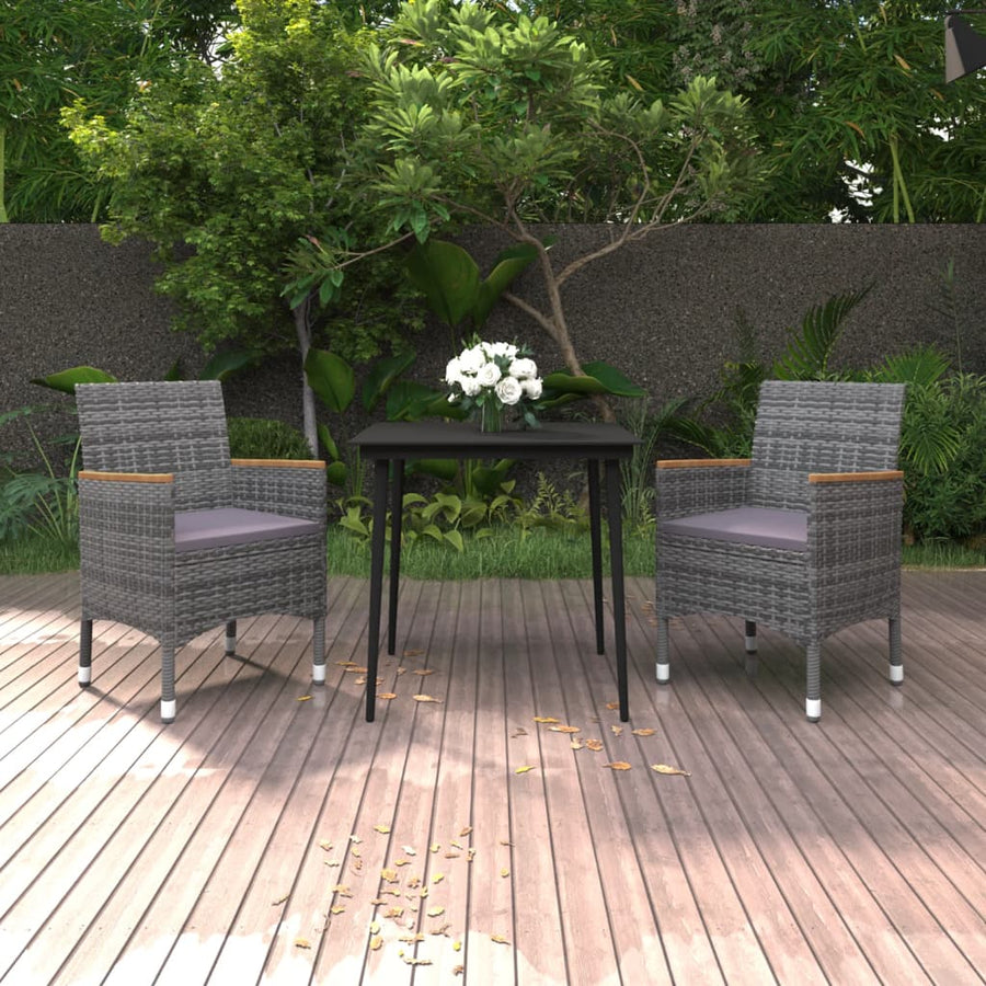 3-Delige Tuinset Met Kussens Poly Rattan En Glas 2