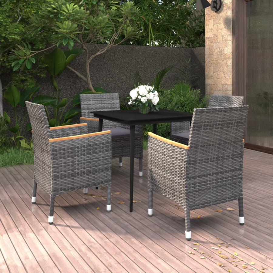 5-Delige Tuinset Met Kussens Poly Rattan En Glas 4