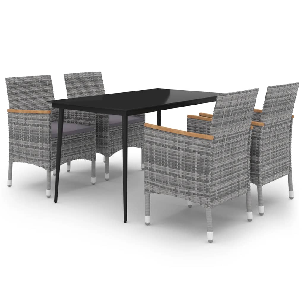 5-Delige Tuinset Met Kussens Poly Rattan En Glas 4
