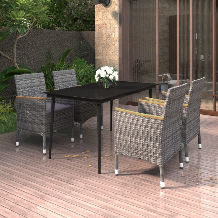 5-Delige Tuinset Met Kussens Poly Rattan En Glas 4