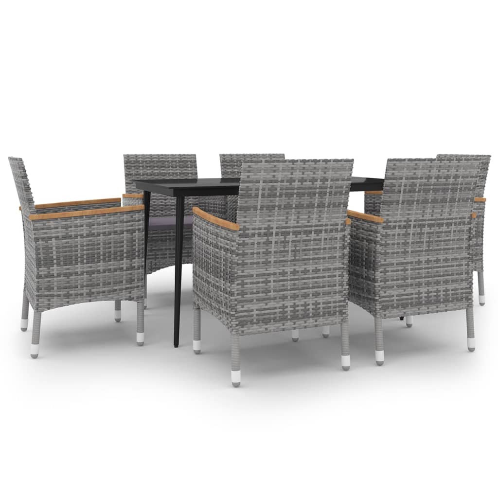 7-Delige Tuinset Met Kussens Poly Rattan En Glas 6
