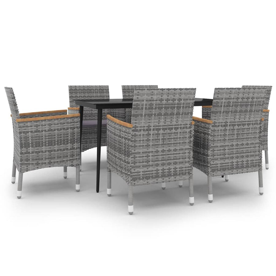 7-Delige Tuinset Met Kussens Poly Rattan En Glas 6