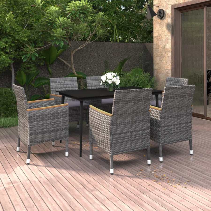 7-Delige Tuinset Met Kussens Poly Rattan En Glas 6