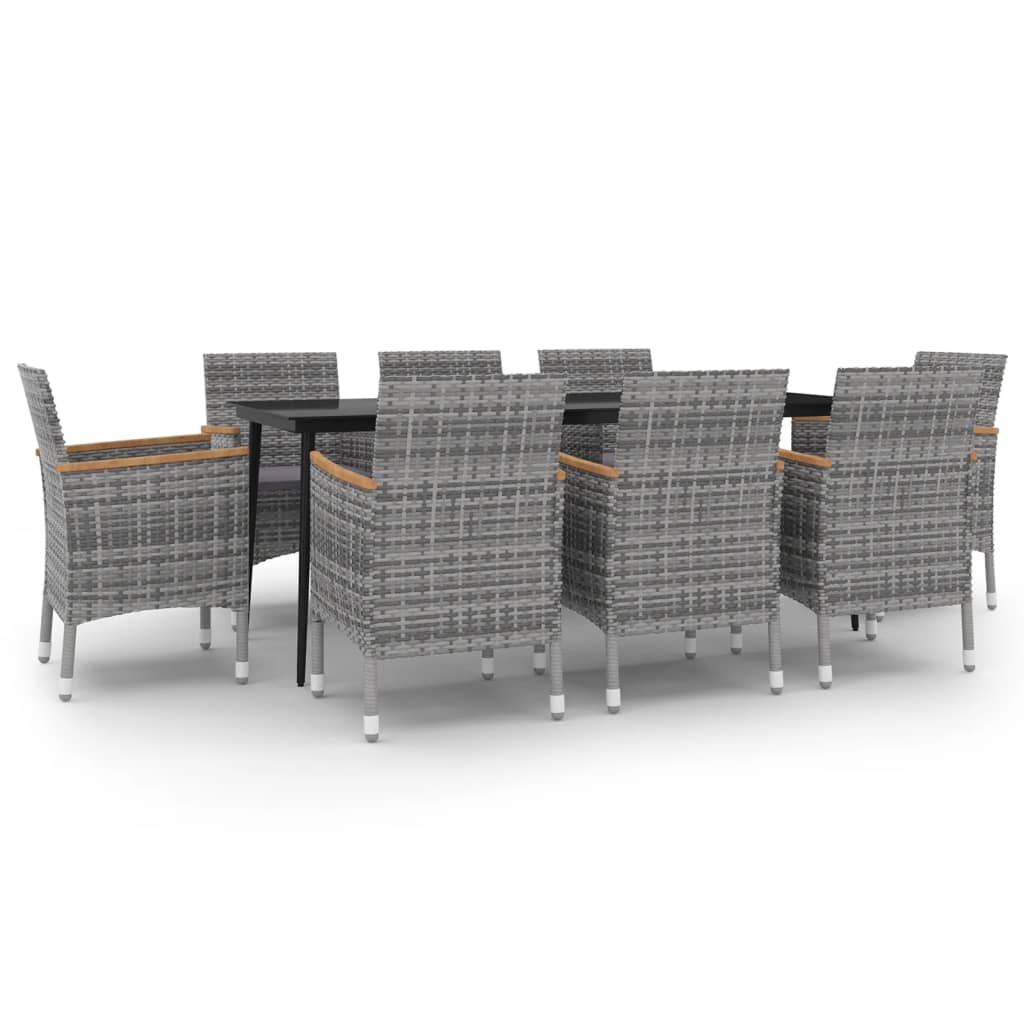 9-Delige Tuinset Met Kussens Poly Rattan En Glas 8