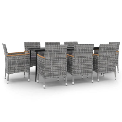 9-Delige Tuinset Met Kussens Poly Rattan En Glas 8