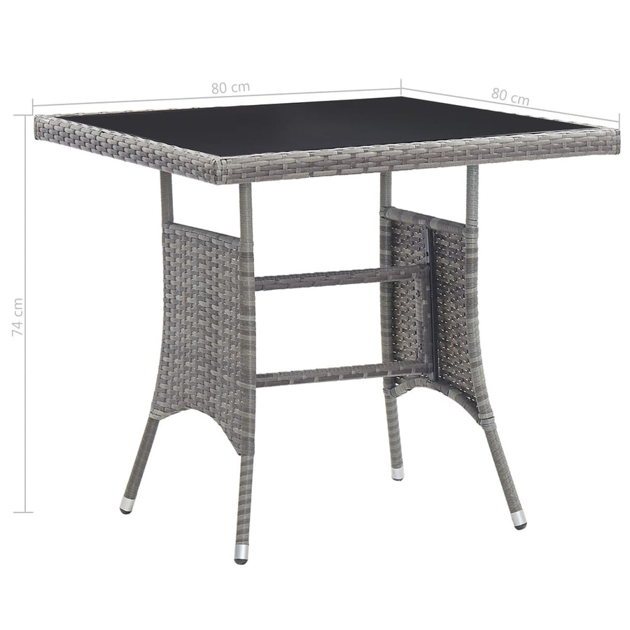 Tuintafel 80x80x74 cm poly rattan grijs