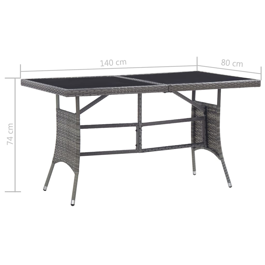 Tuintafel Poly Rattan Grijs 140 x 80 x 74 cm