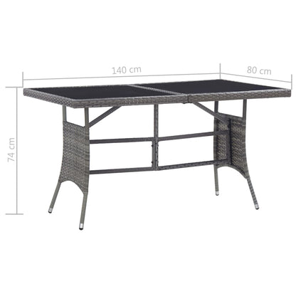 Tuintafel Poly Rattan Grijs 140 x 80 x 74 cm