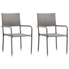 Tuinstoelen 2 st stapelbaar poly rattan grijs 51x60x87 cm