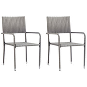 Tuinstoelen 2 st stapelbaar poly rattan grijs 51x60x87 cm